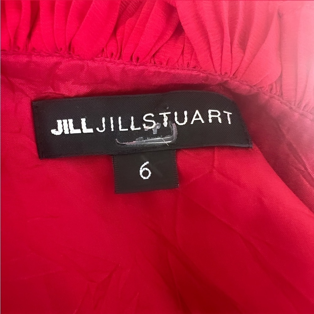 JILL STUART Red Flutter Ruffle Trim V-Neck Mini Dress‎ Size 6 - Picture 12 of 14